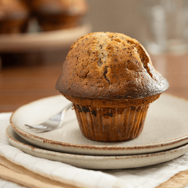 Plate with Farm Boy Lemon Poppyseed Jumbo Muffin