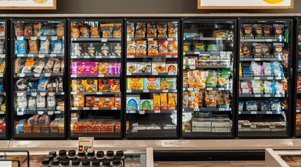 Selection of frozen foods available in Farm Boy freezers at Farm Boy Leaside